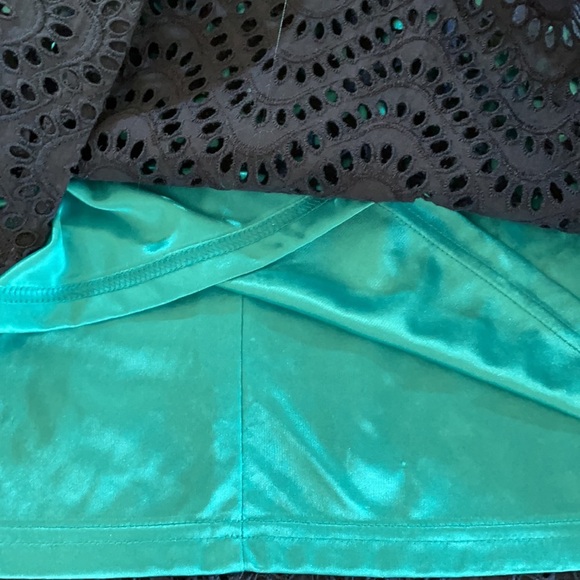 NWT TRACY NEGOSHIAN women’s sleeveless EYELET dress blue over turquoise lining L - Picture 12 of 14